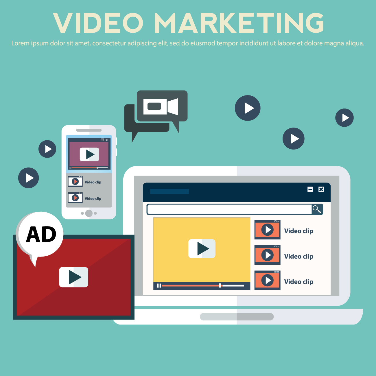 Image featuring video marketing